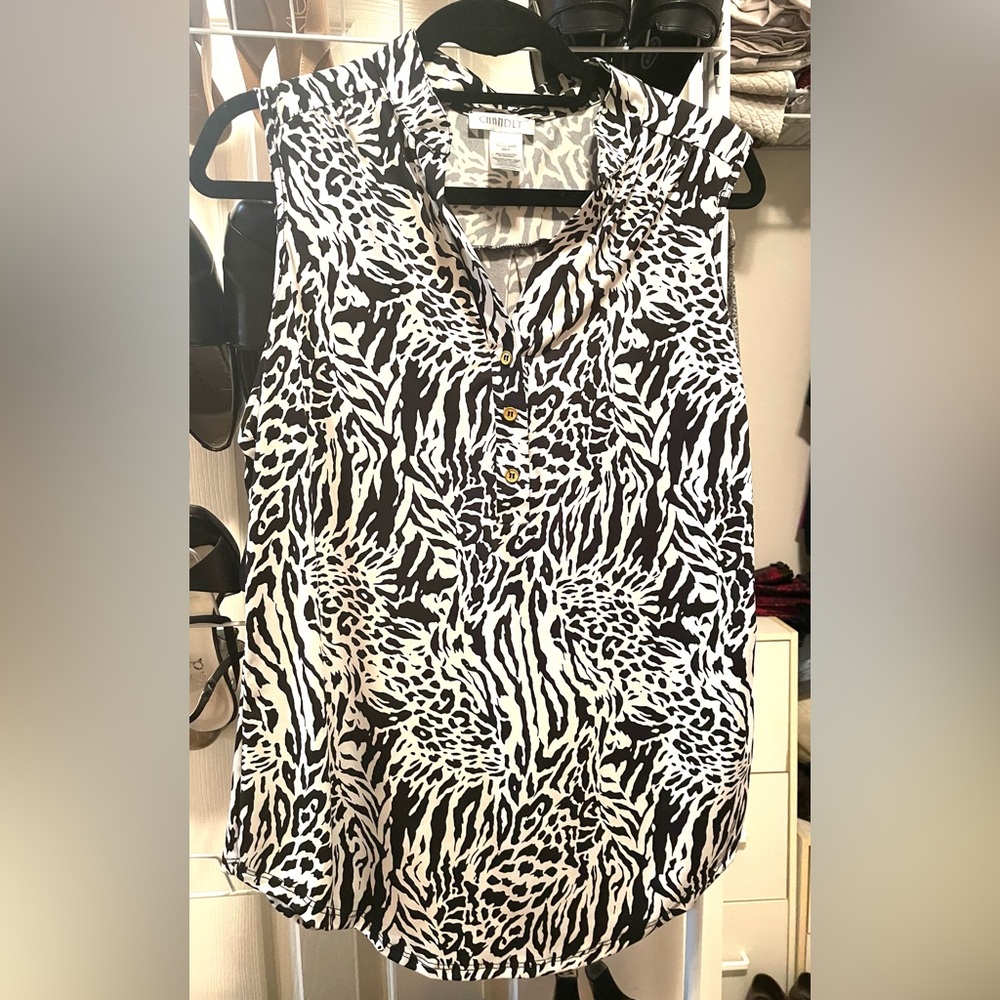 Women’s Chandly Zebra Print Sleeveless Blouse, size L